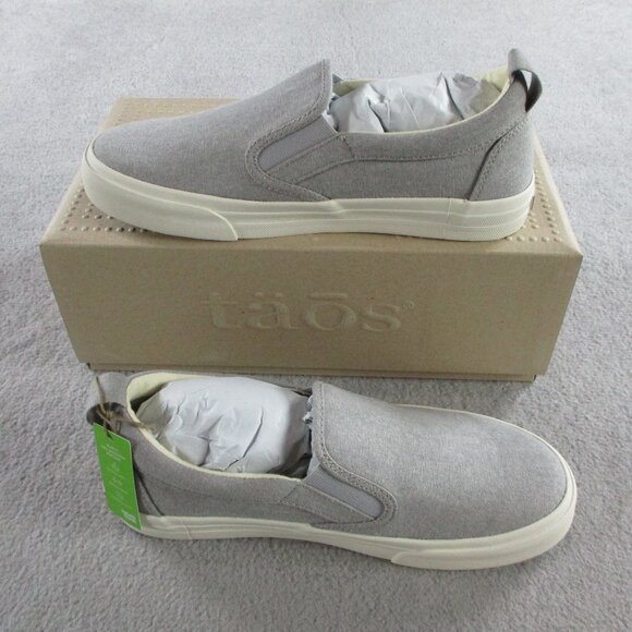 Taos Footwear Shoes - Taos Shoes Ladies 7.5 Medium Grey Wash Canvas Rubber Soul Slip On Casual Sneaker